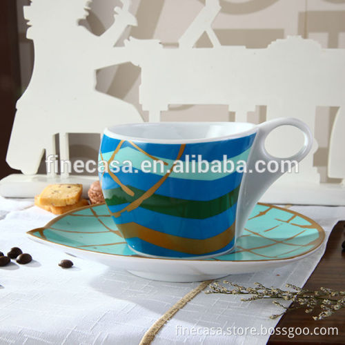 Napoli Gift Collection 100CC Hyper White Porcelain Cup with Coaster of Ocean